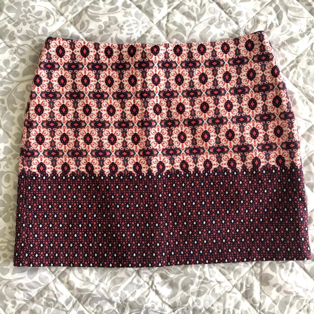 TOPSHOP Red tile border skirt 4 - Picture 7 of 10